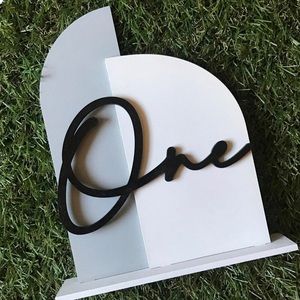 Wedding Table Signs 1-13 - Double Arch Blue White & Black